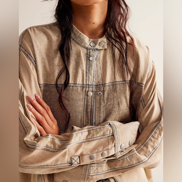 Free People Jackets & Blazers - Free People We The Free Moto Colorblock Shirt Size Medium